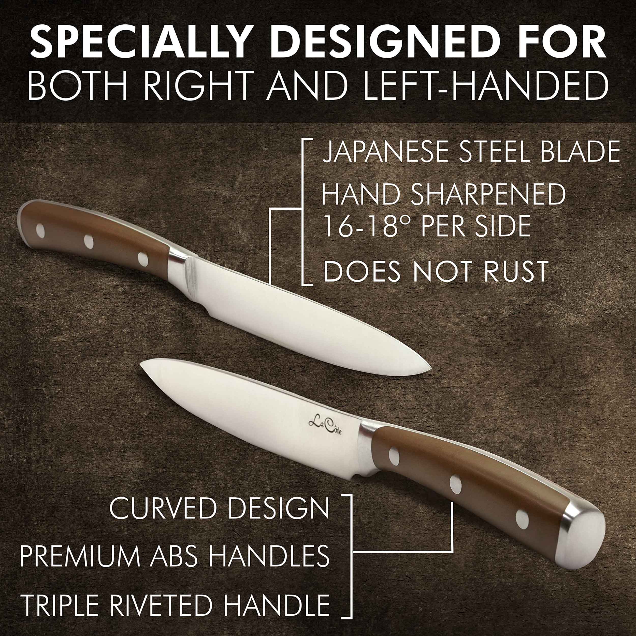 6 Piece Steak Knives Set Japanese Steel straight edge blades in Gift Box