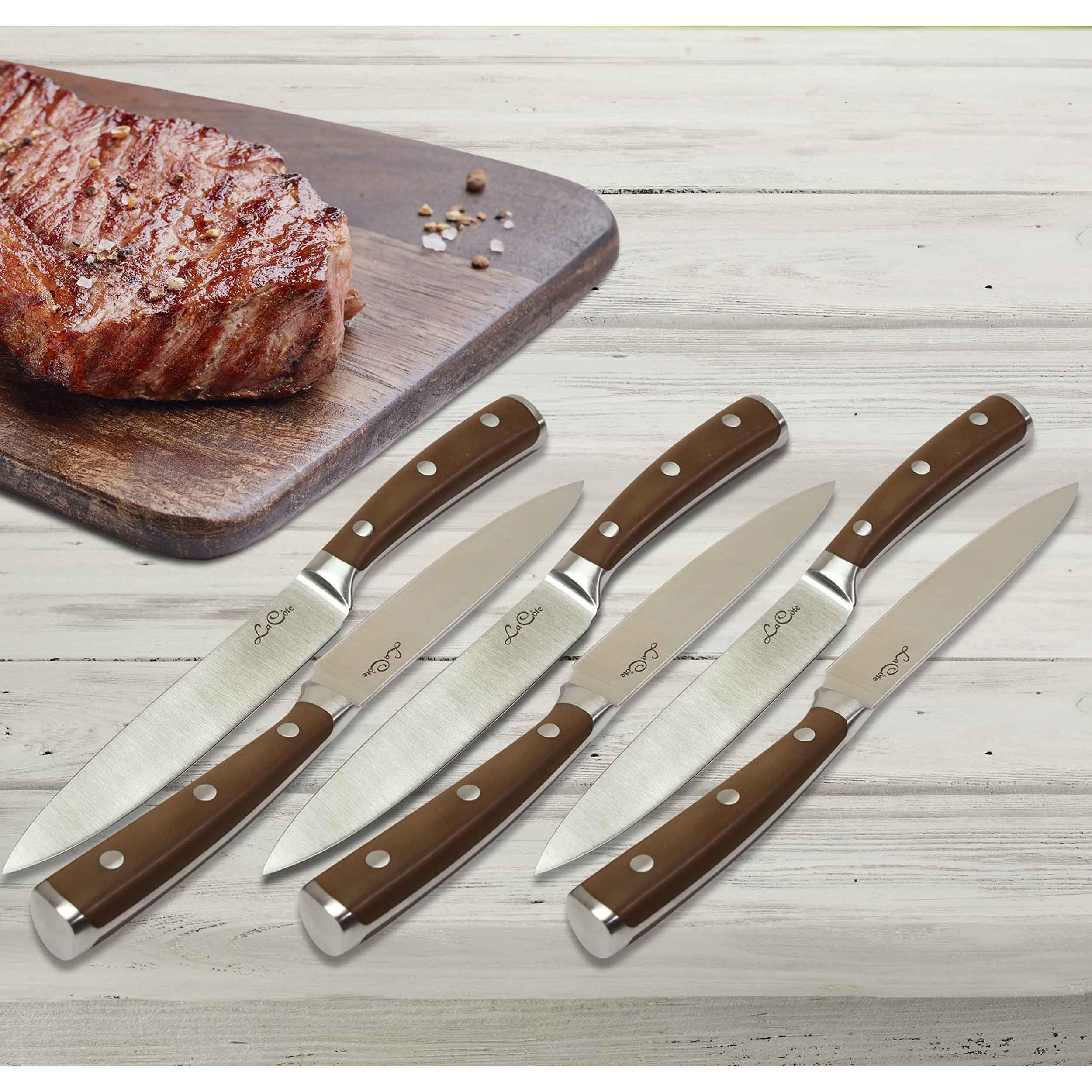 6 Piece Steak Knives Set Japanese Steel straight edge blades in Gift Box