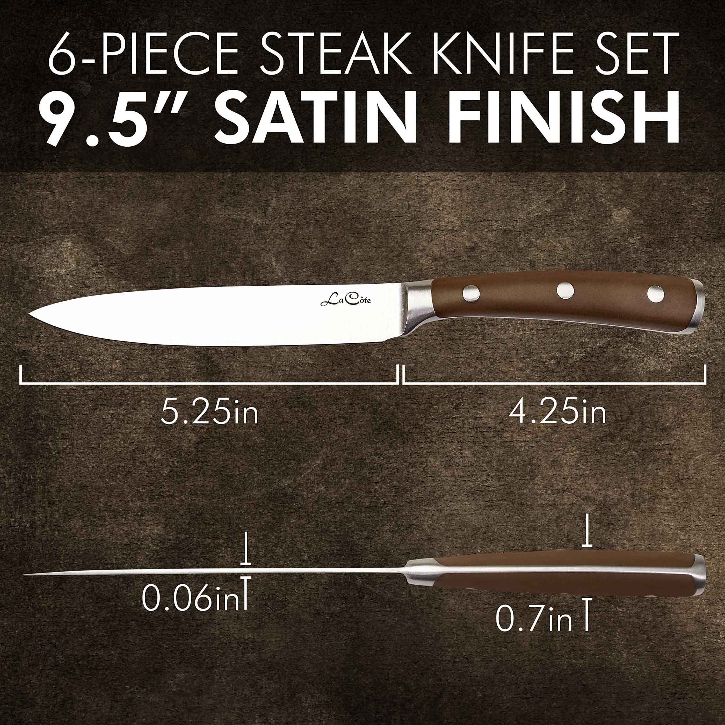 6 Piece Steak Knives Set Japanese Steel straight edge blades in Gift Box