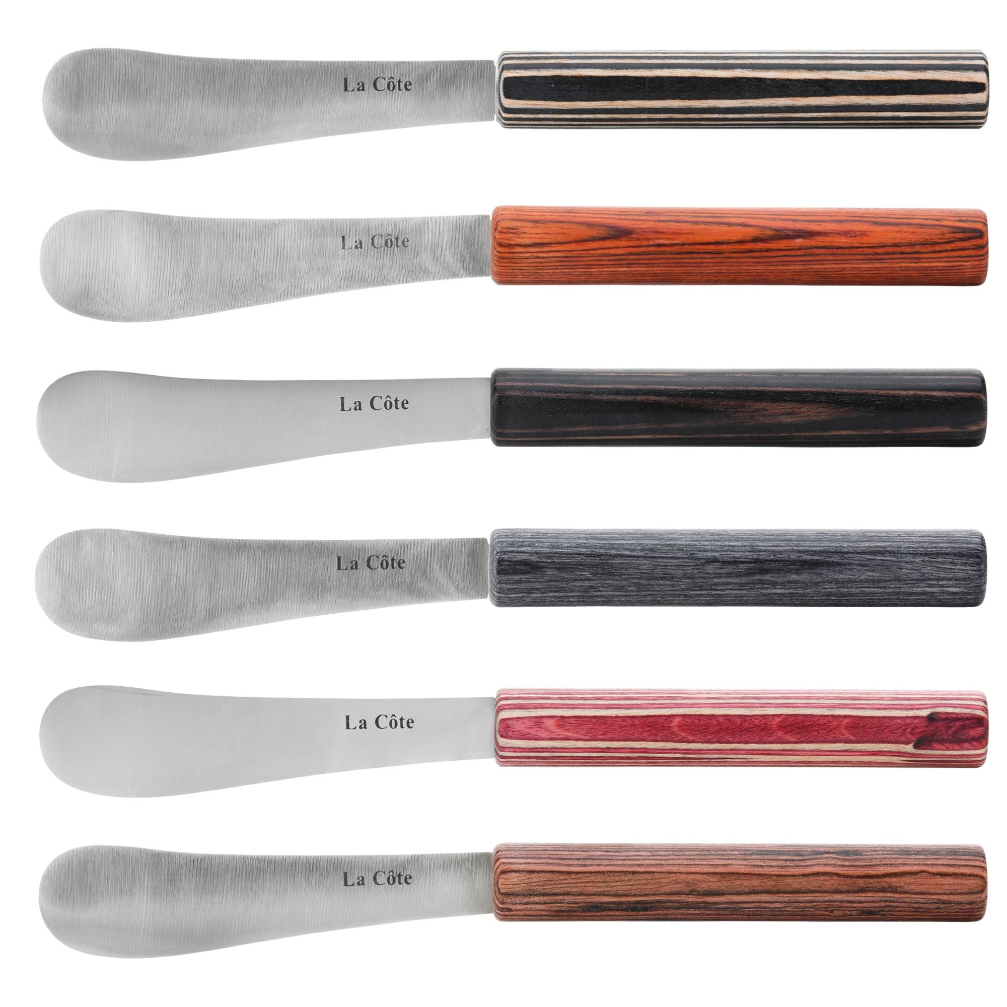 La Cote 6 Piece Cheese Knife Spreader Set Stainless Steel Blade Pakka Wood Handle (7.5 inch)