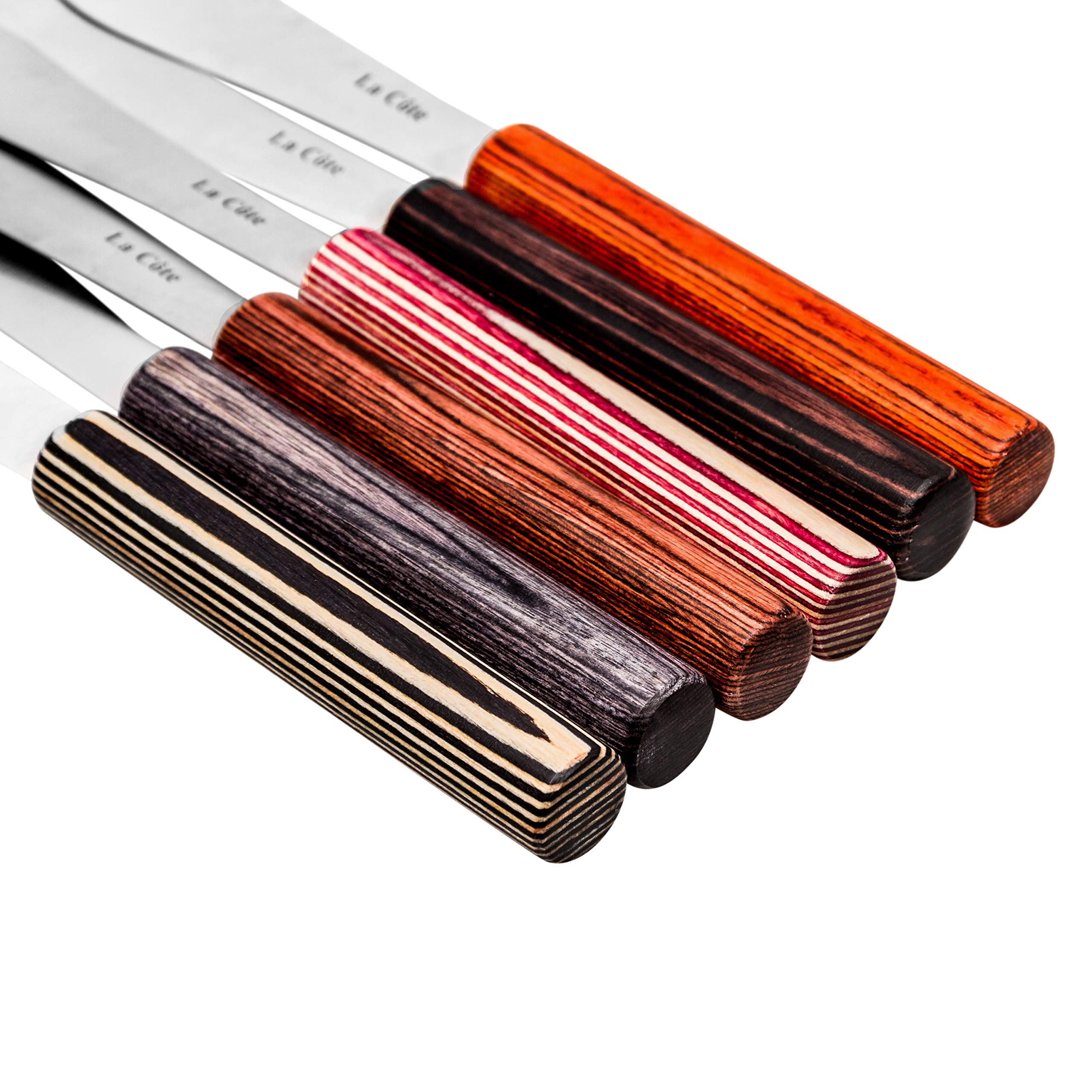 La Cote 6 Piece Cheese Knife Spreader Set Stainless Steel Blade Pakka Wood Handle (7.5 inch)