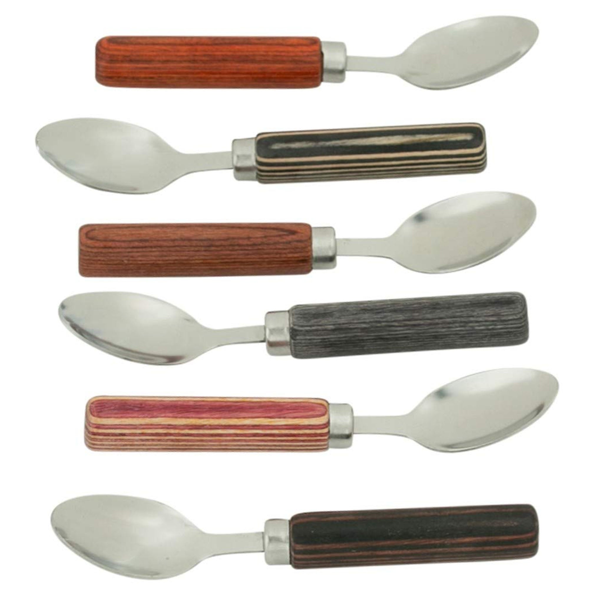 La Cote Six Piece Pakka Wood Dessert Spoons 18/10 Stainless Steel in Gift Box