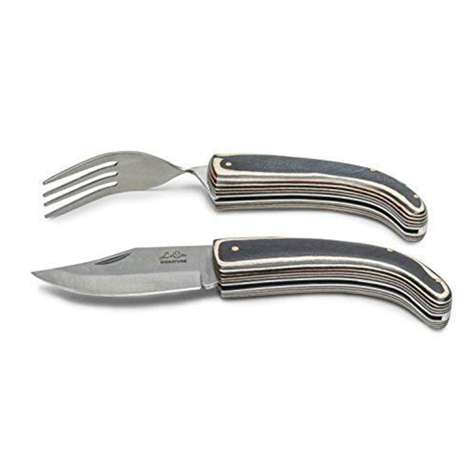 La Cote Premium Folding Knife Cutlery Stainless Steel Blade Wood Handle (Pakka Wood Steak Knife & Fork)