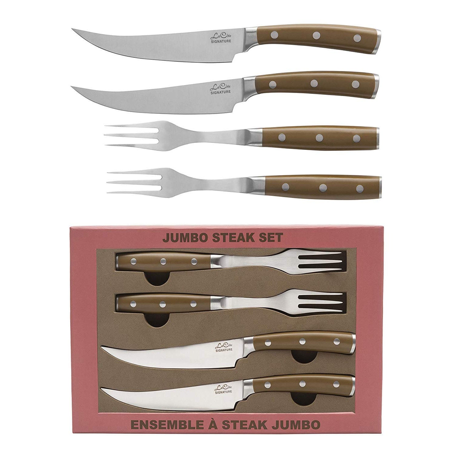 La Cote Signature Series Knife Set High Carbon German Steel ABS Handle (Steak Knives & Fork Set)