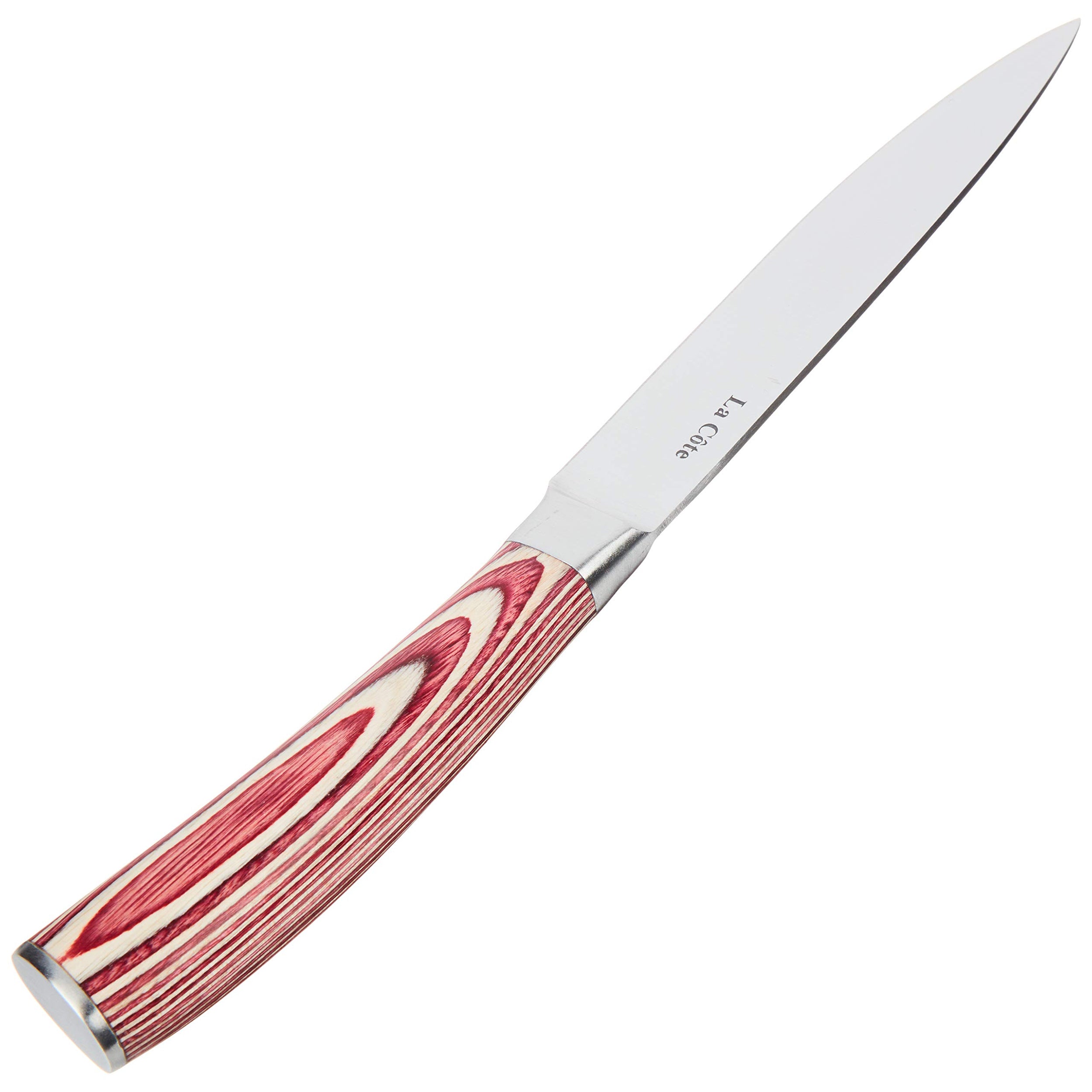 La Cote 6 Piece Pakka Wood Steak Knives Set Straight Edge, non Serrated Blades in Gift Box