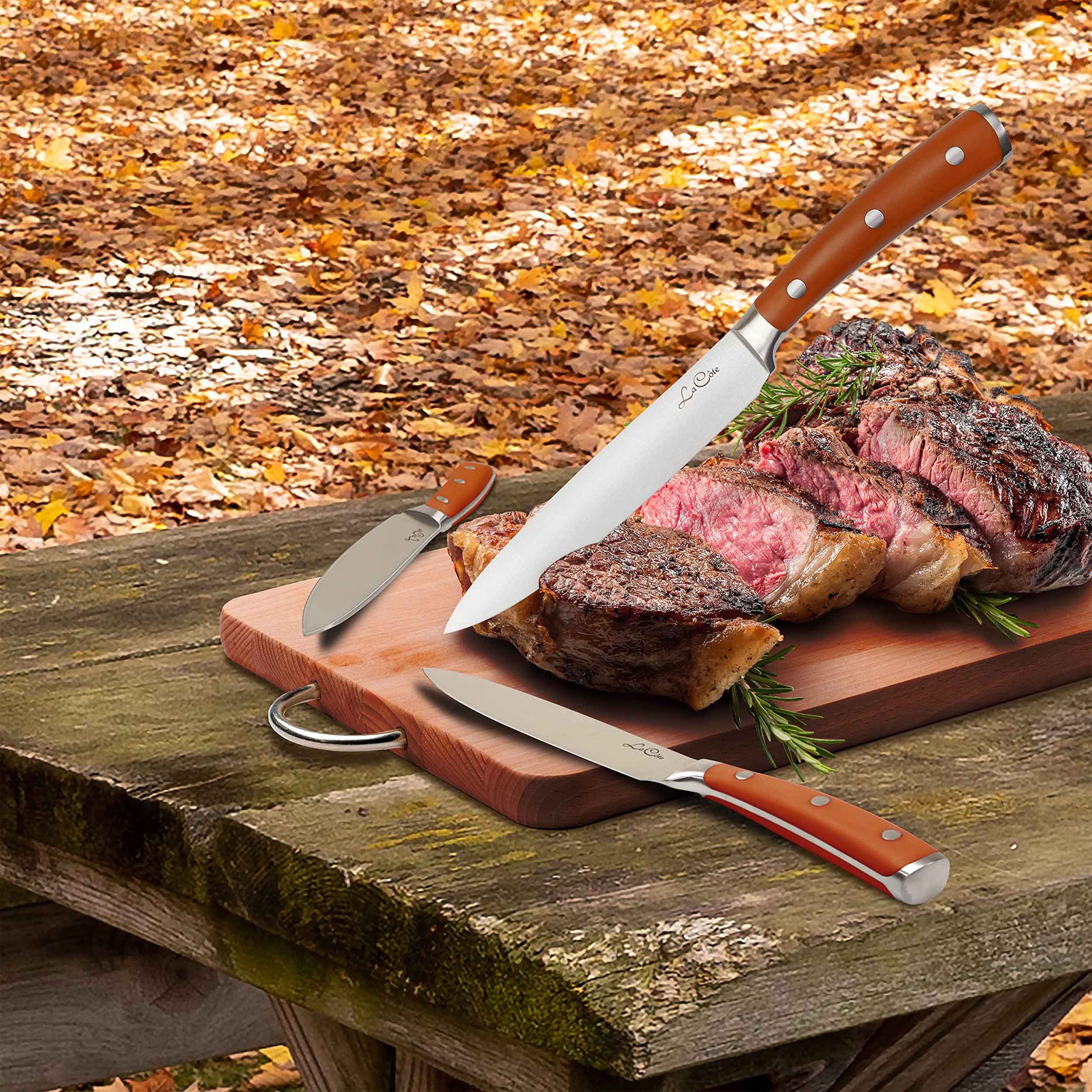 La Cote 6 Piece Maple Steak Knives Set Japanese Steel straight edge bl – La  Cote Homeware