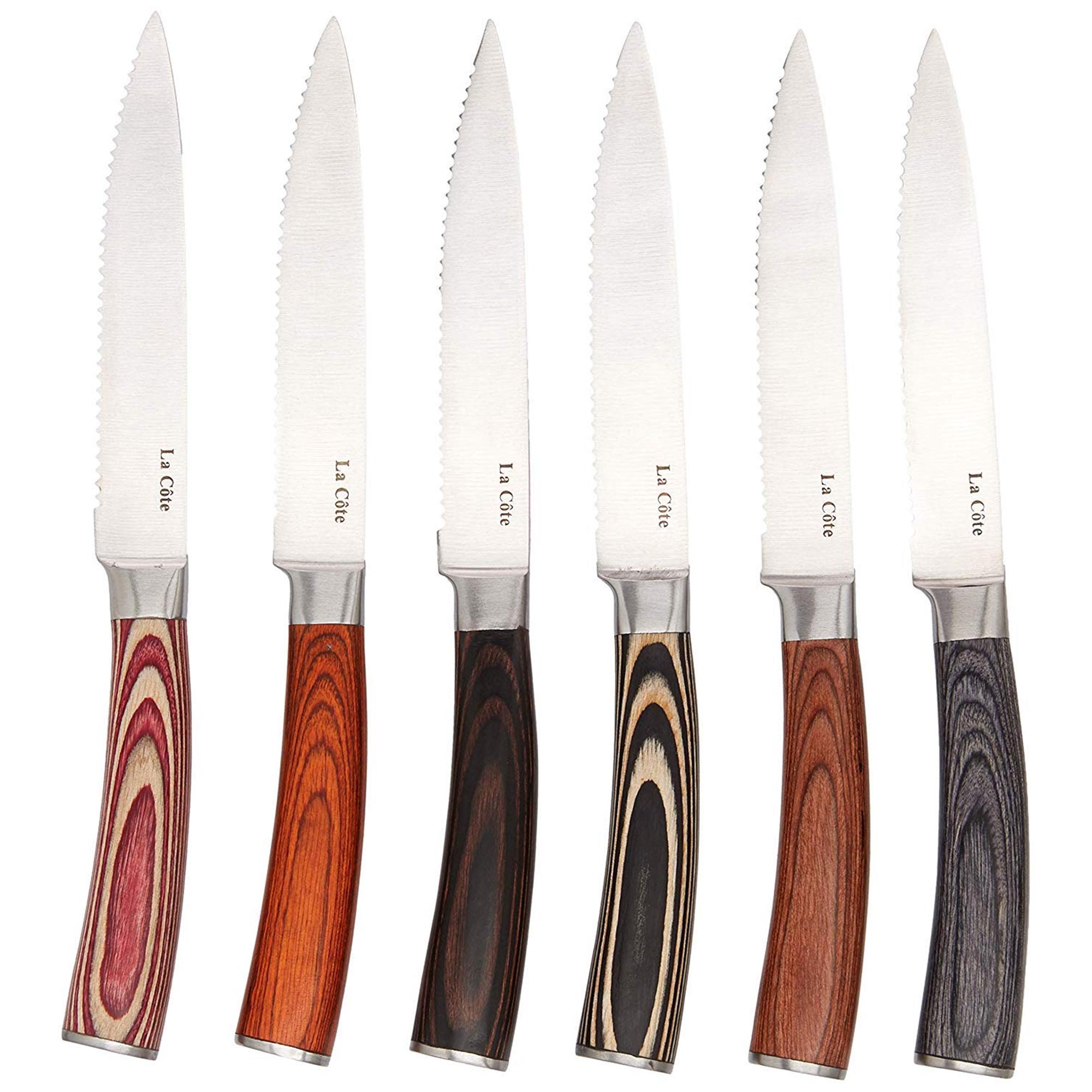 La Cote 6 Piece Maple Steak Knives Set Japanese Steel straight